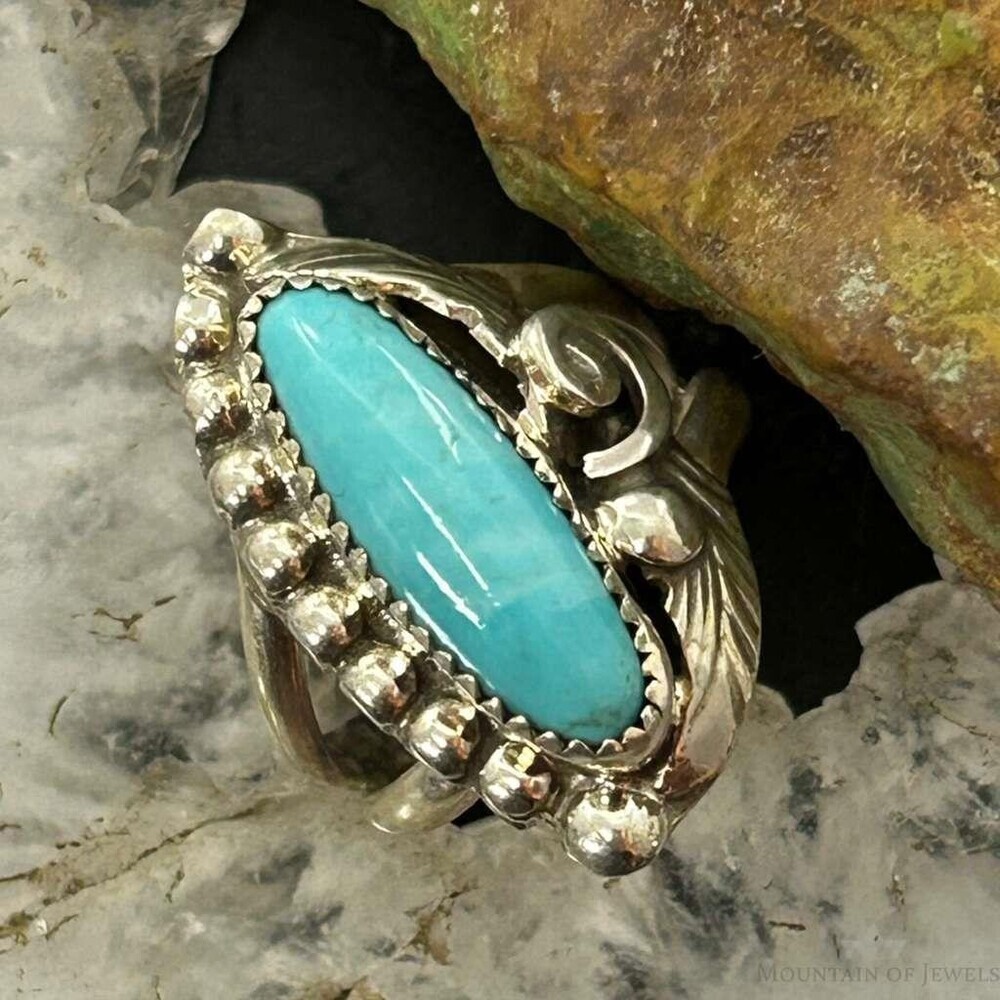 Turquoise Cabochon Sterling Silver Statement Ring